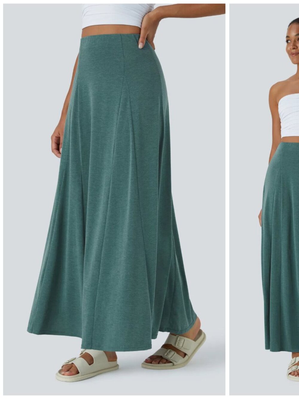 Halara size large jade green maxi a line skirt